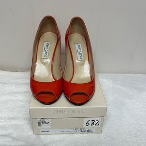 Jimmy Choo Red Heels Elegant Peep Toe